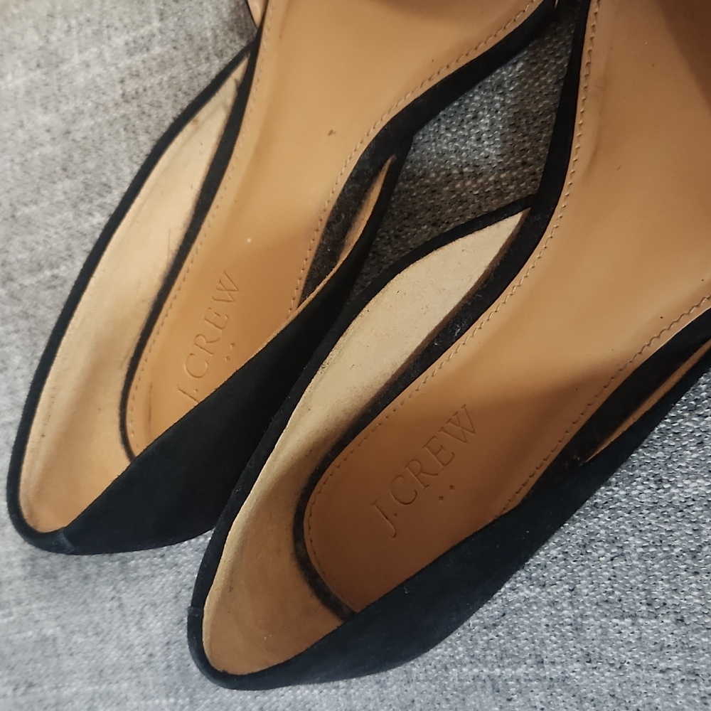 J. Crew D'orsay Suede Black Pointed Toe Flats Size 8 - Picture 3 of 6